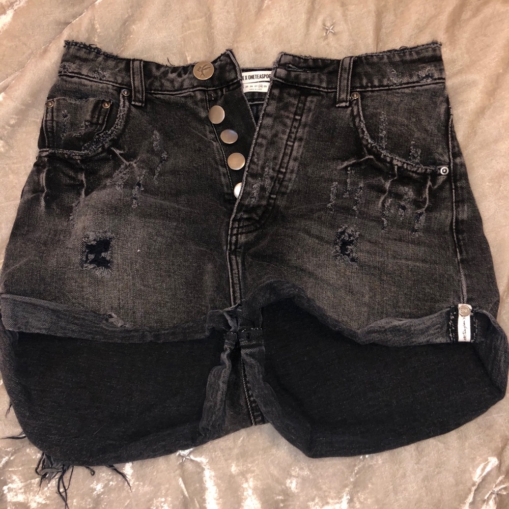 Dark Washed One Teaspoon Denim Shorts